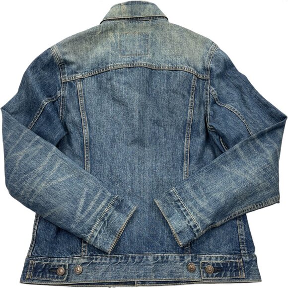 Levis Denim Jean Jacket Blue Cotton Men's Medium Nice Whisker Fade Pattern - Picture 5 of 13